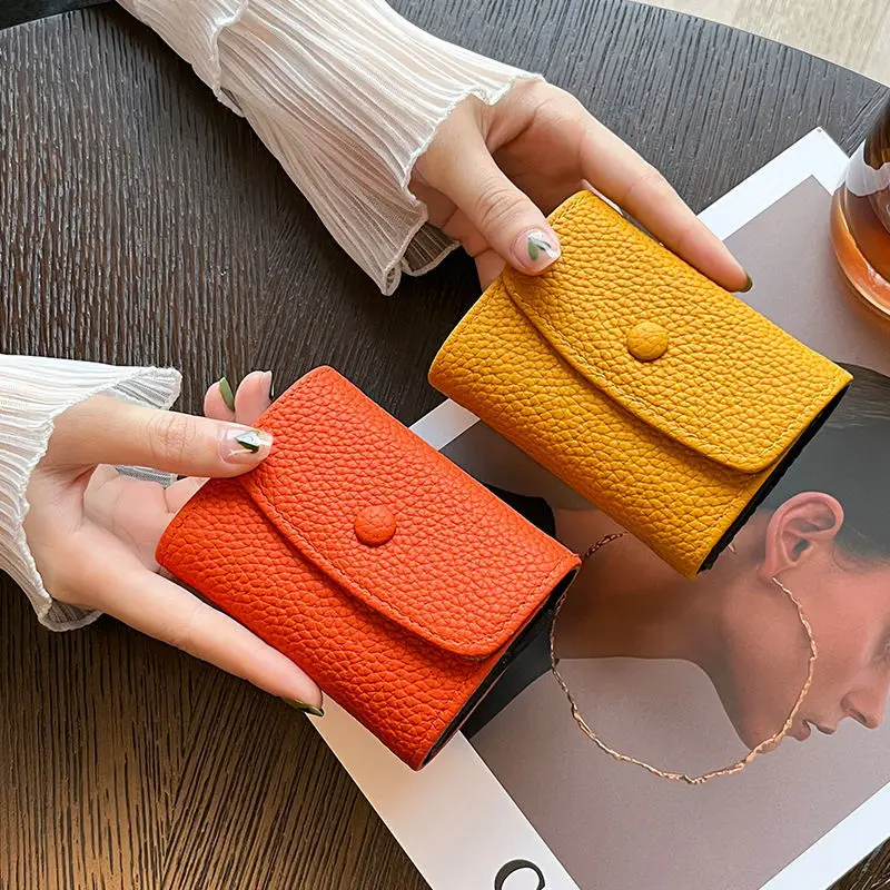 Petit portefeuille en cuir PU pour femme, mini porte-monnaie pour femme, poche jaune, sac à main pour fille, créateur de marque, 2022