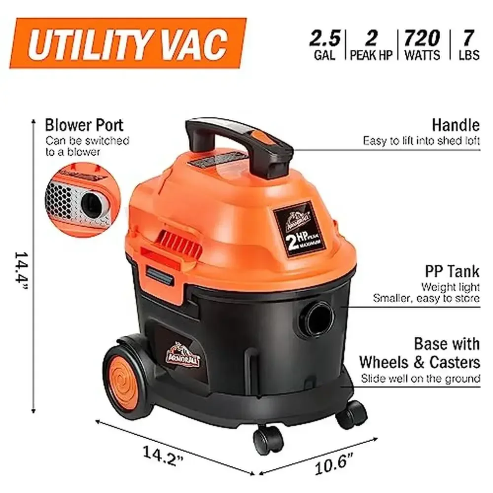 

-For 2.5 Gallon Wet Dry Shop Vac Blower Kit 13 Accessories Corded Portable Car Vacuum Cleaner
