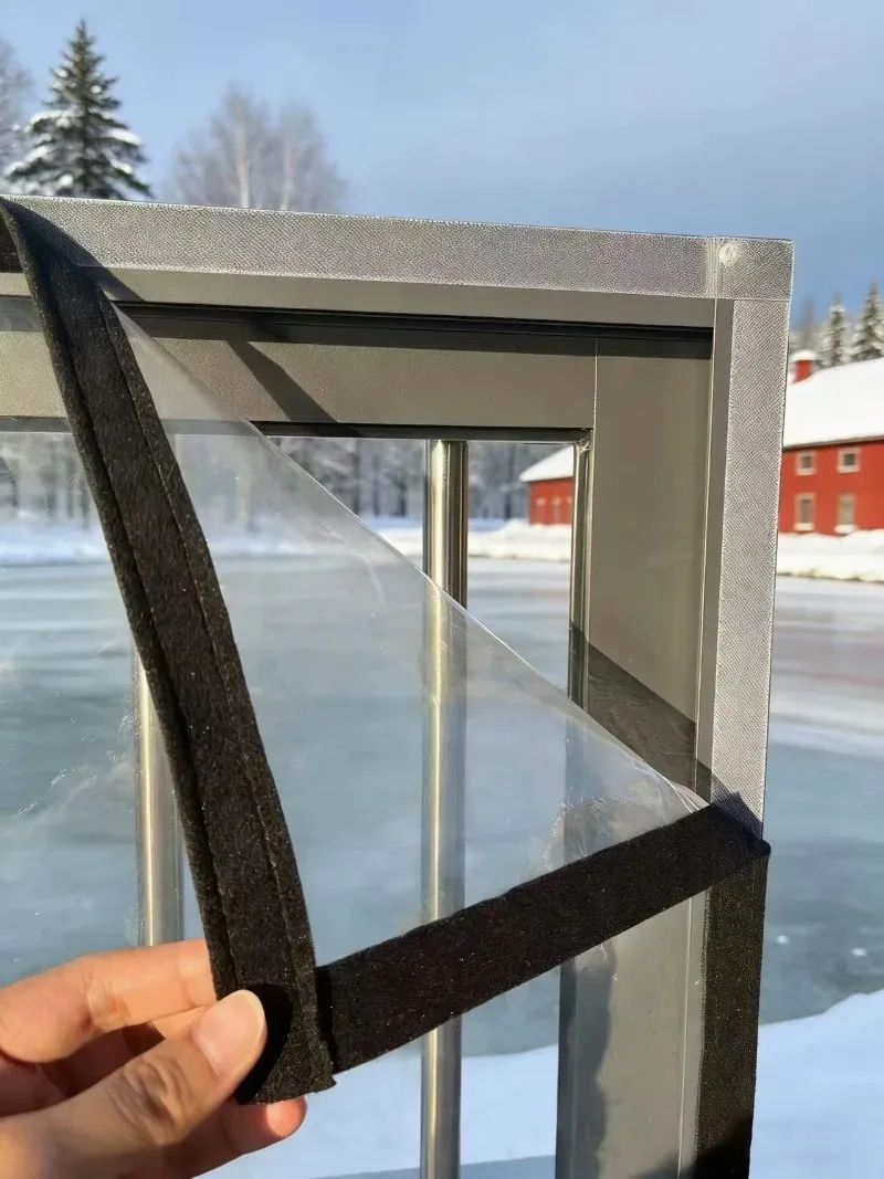 Winter Window Windproof and Heat-Retaining Film, Sealed Plastic Cloth, High-Definition Transparent Windproof Curtain,