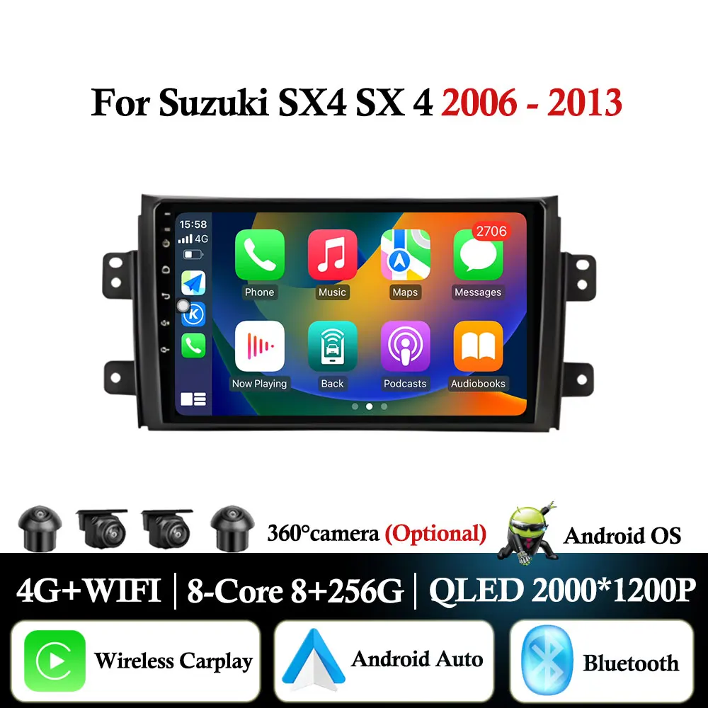 

Android Auto For Suzuki SX4 SX 4 2006 - 2013 Carplay Car Radio Multimedia BT GPS Navigation WiFi Autoradio DSP Stereo