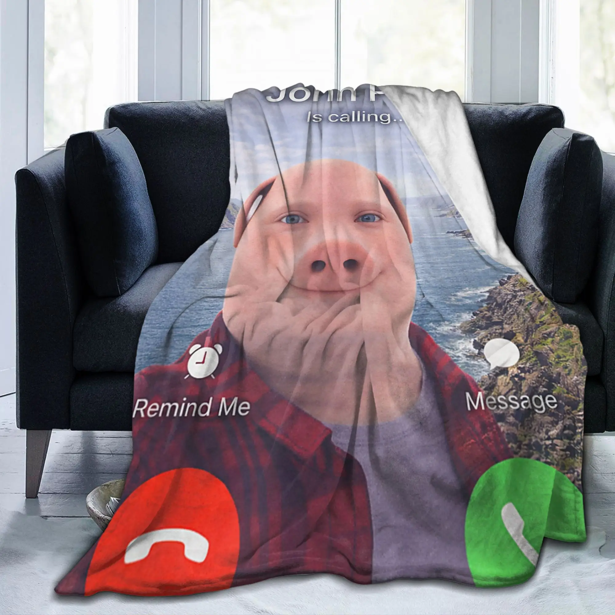 John Pork is Calling Meme Funny Blanket Trending Gag Flannel Novelty Bedding Throw Blankets for Bedroom Spring Autumn Restaurant