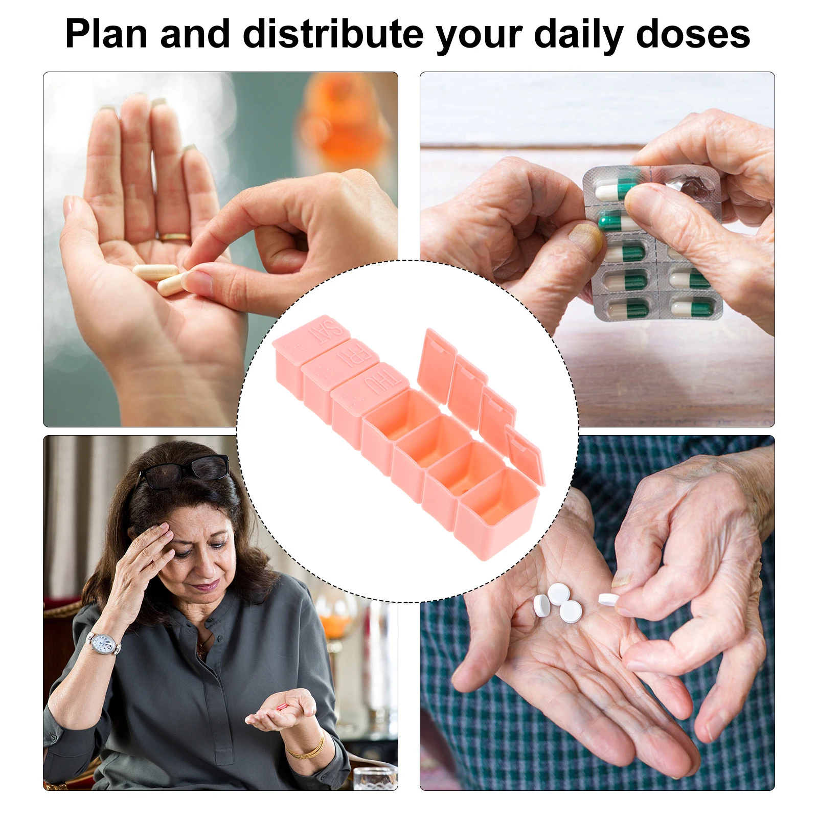 

Аптечка, 7-слотовый компактный еженедельный органайзер для коробок для таблеток, портативный герметичный ящик для хранения, домашний органайзер для лекарств для путешествий