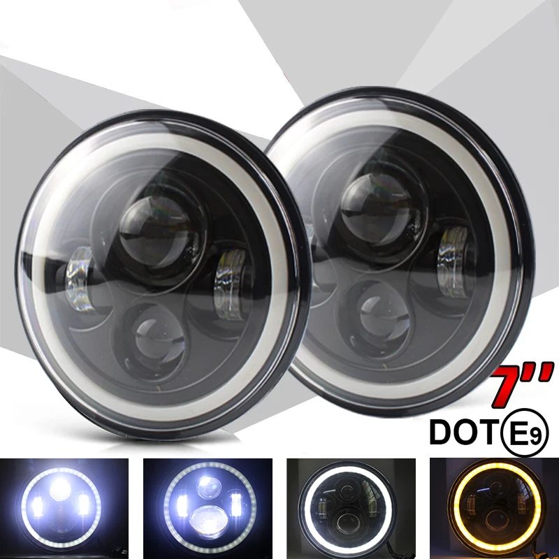 

Led Headlight Bulbs Running Lights Led Fog Lights 6000K 7Inch For Car Accessories Angel Eyes For Lada Niva 4X4 Uaz Hunter Hummer