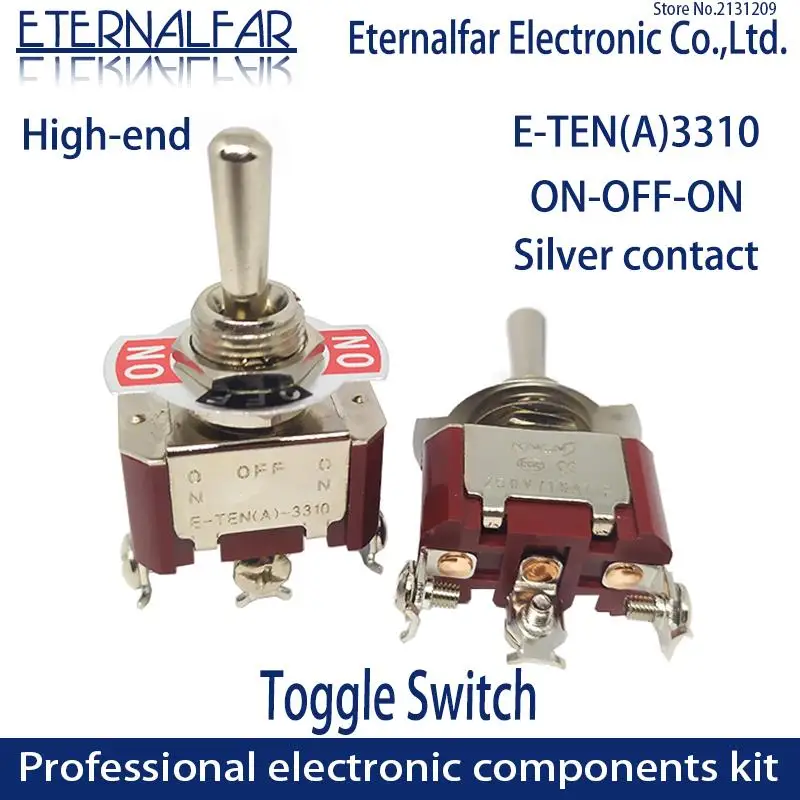 

High-end E-TEN(A)3310 Quality Silver Contact SPST 12MM 16A 250V AC ON-OFF-ON 3 Pin Reset Rocker Toggle Slide Switch Waterproof