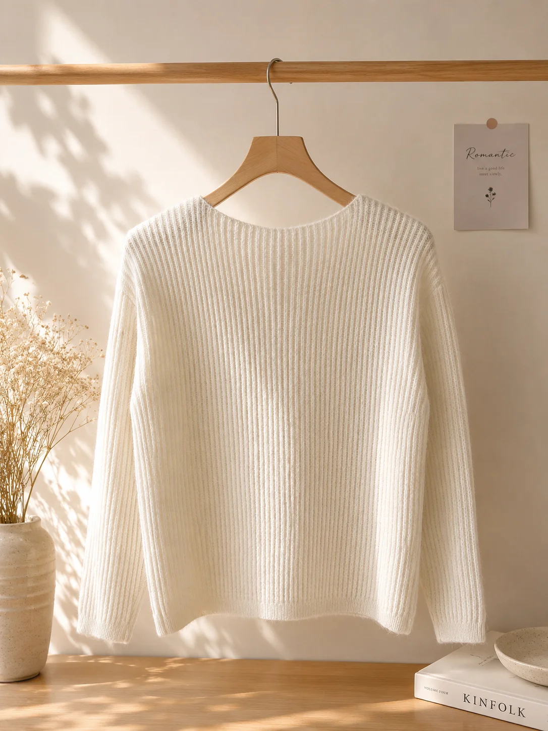 Women'S Autumn-Winter Versatile Casual Loose Solid-Color Crew-Neck Commuter Style Long-Sleeved Knitted Sweater Pullover Shirt.