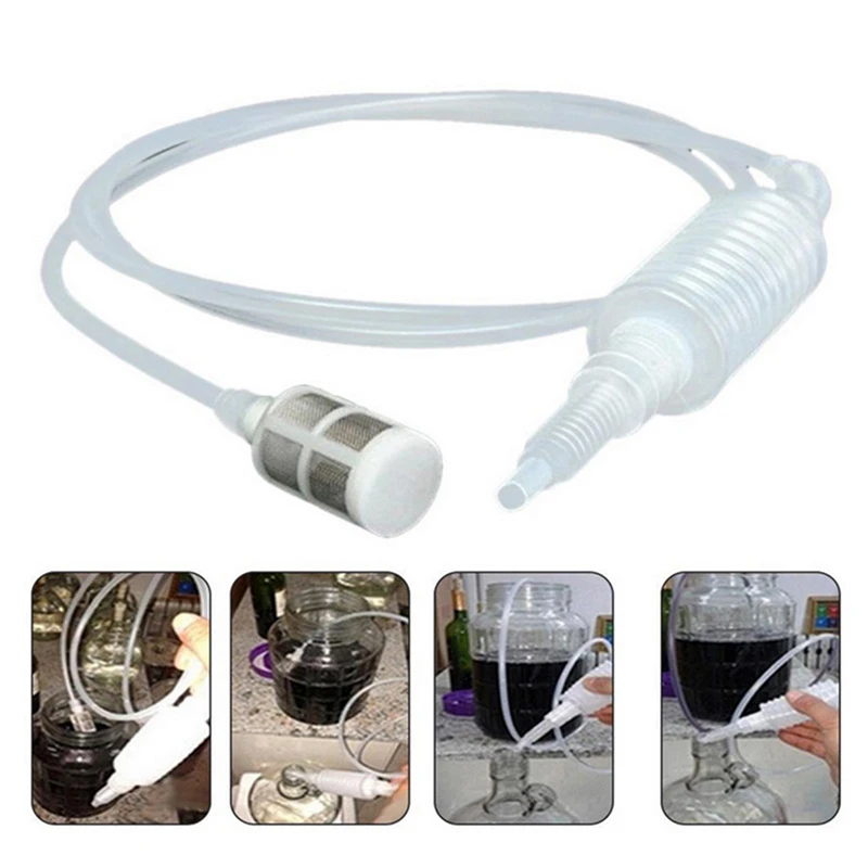 Tubo a sifone per la produzione di birra per vino strumento per la produzione di birra per uso alimentare produzione di strumenti da cucina con pompa di trasferimento manuale in plastica per la produzione di birra