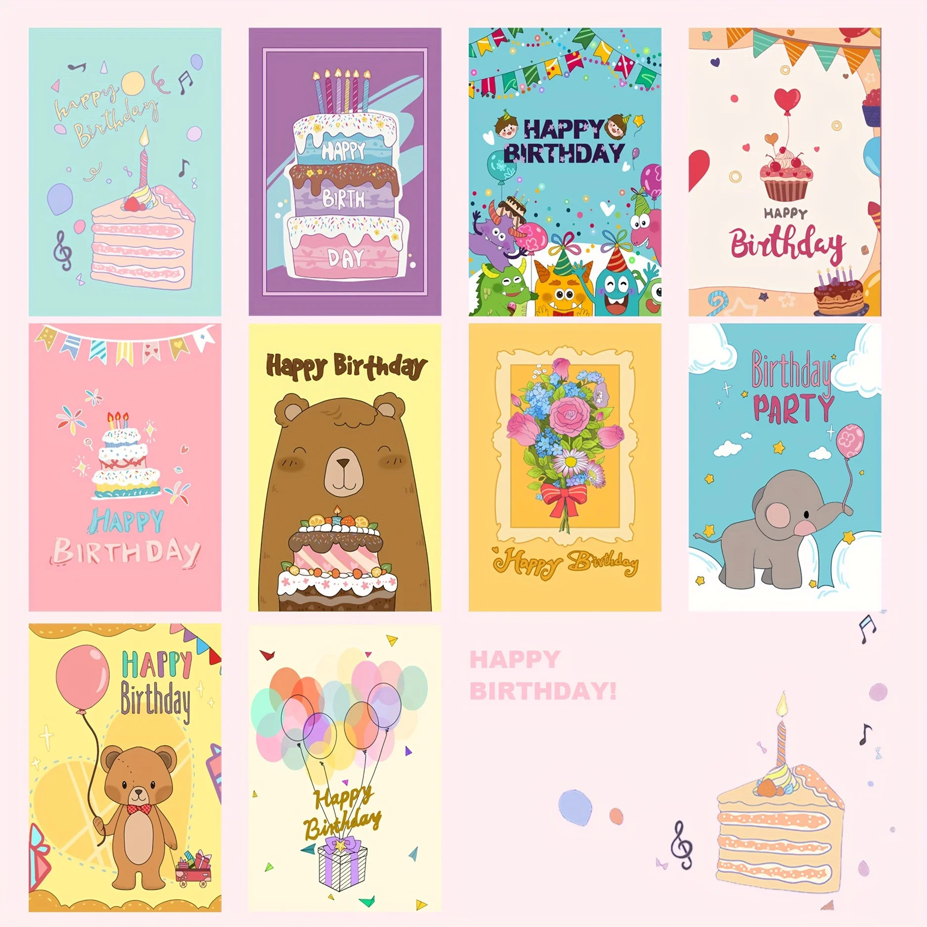 10/20 Pcs Birthday Cards Assortment with Envelopes, 20 Different Designs Funny Birthday Cards for Women Men, 8x6 inches