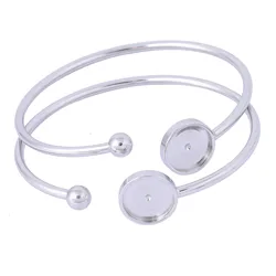 2pcs 12mm Cabochon bracciale Base Blanks Stainelss Steel Bendable Cuff bracciali Bangle Bezel Settings risultati di gioielli fai da te