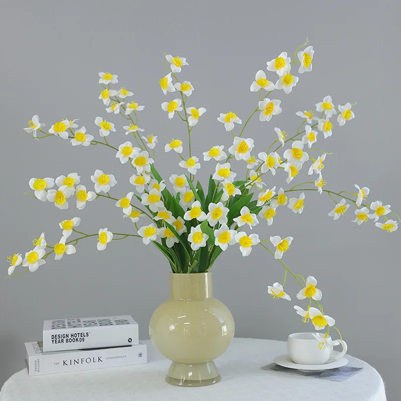 10 Stück Künstliche Narzissen-Seidenblumen Hochzeitsstrauß Kunstblumen Heimdekoration Tanzende Orchideen Party Tisch Blumenarrangement – Detail 1