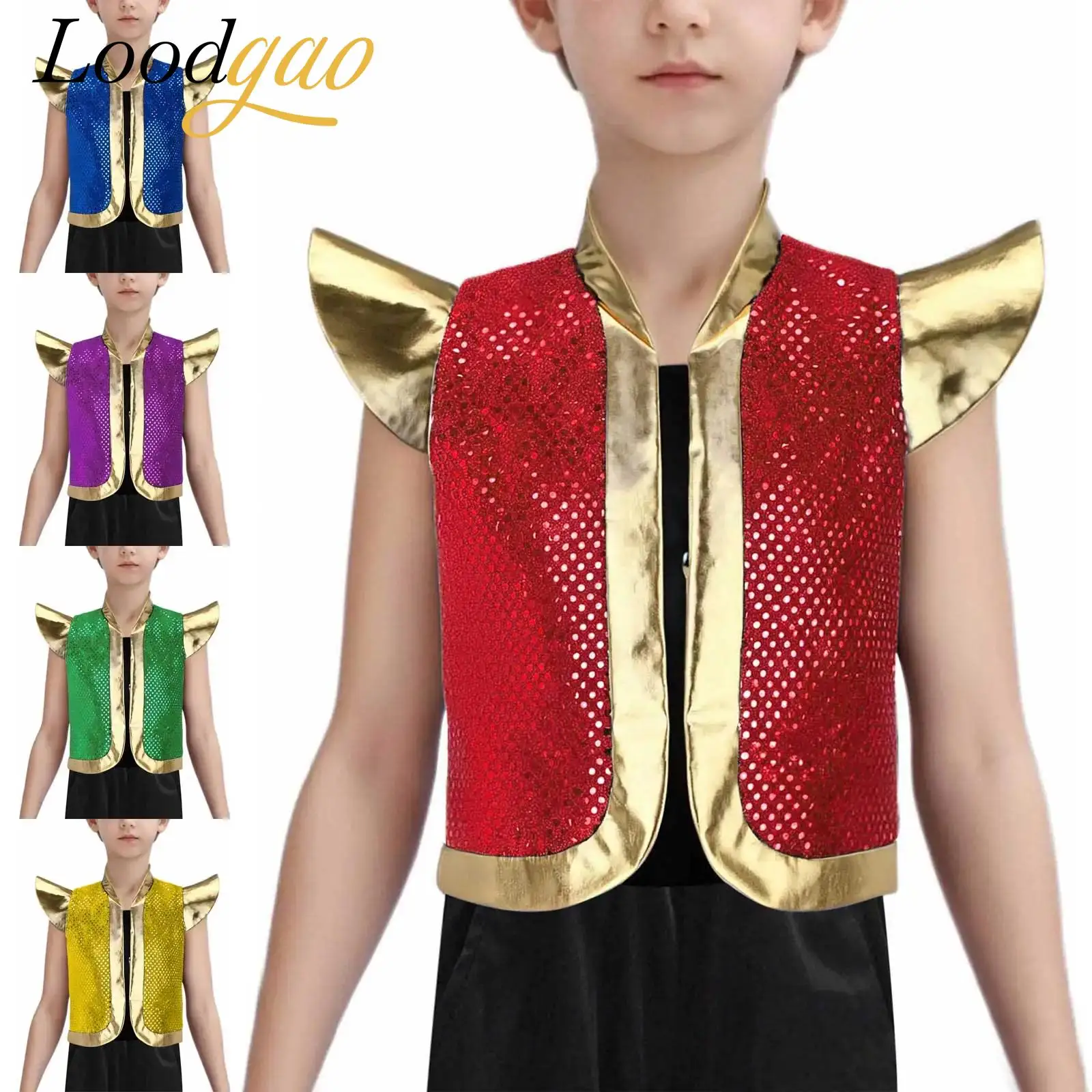 سترات عربية للأولاد صدريات معدنية سترة خرافية شرقية زي الأمير العربي ترتر أزياء تنكرية لأداء المسرح #1