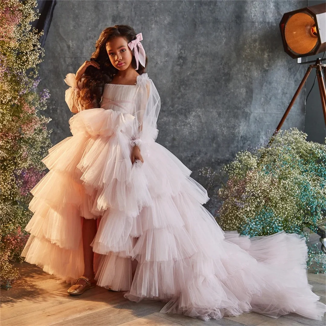 Communiejurken Prachtige bloemenmeisjesjurk Avondjurken Ruches Fotoshoot Kleine kinderen Verjaardagscadeau Feestjurken Eerste