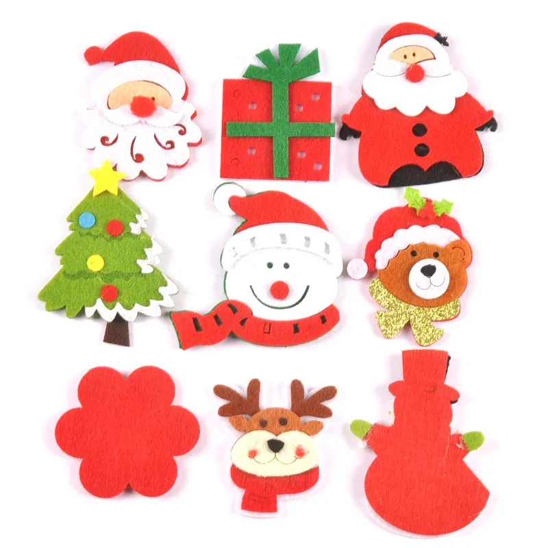 10 sztuk/partia mieszane poliester czuł choinki/Snowflake Patch aplikacja Scrapbooking Craft naklejki włókniny DIY CP3532