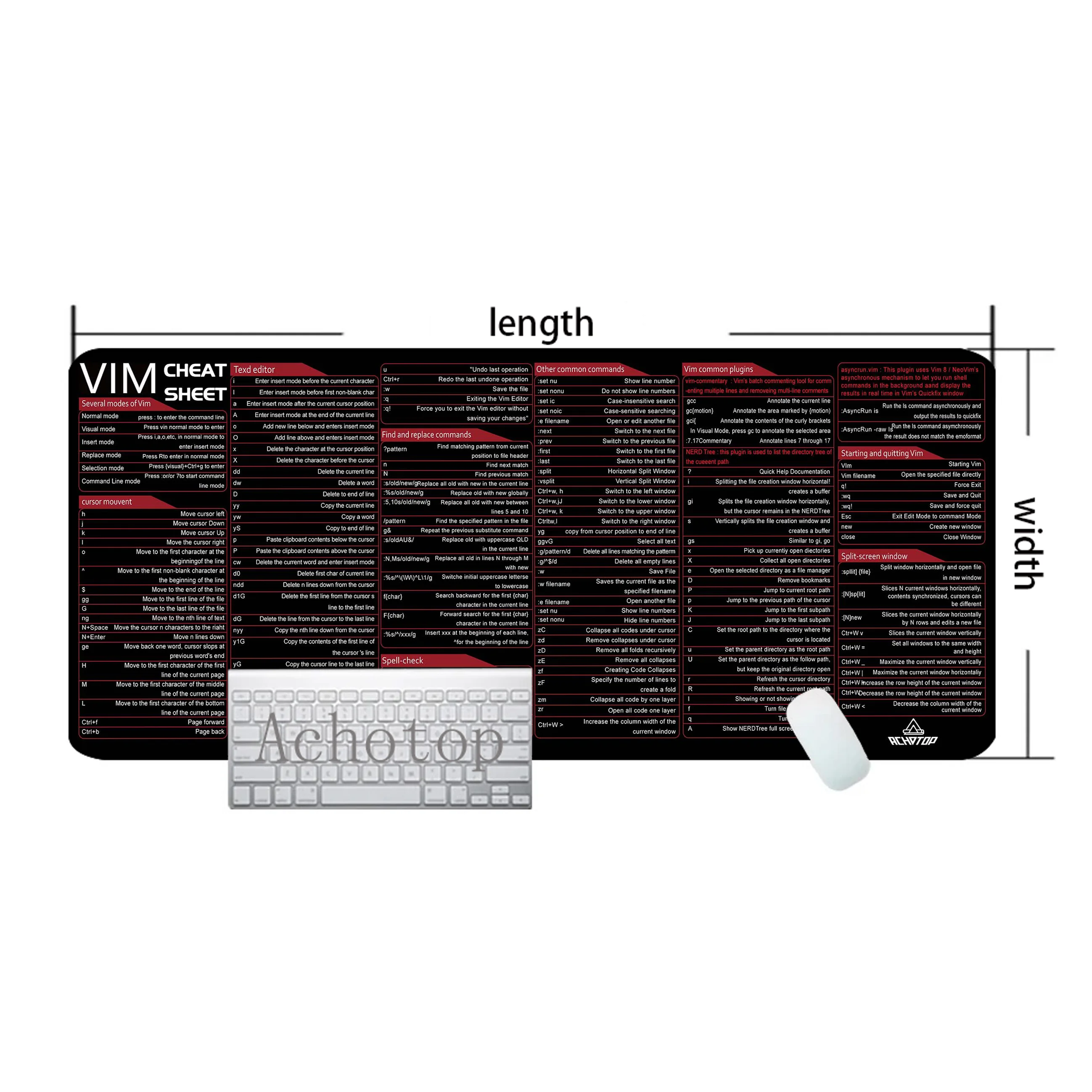 

VIM Shortcuts Anti-slip Mouse Pad Office Locking Edge Mousepad Rubber Keyboard Pads Gaming Setup Accessories Mouse Mat 800x300mm