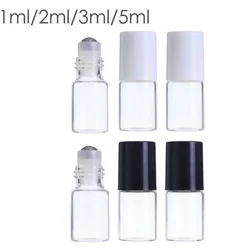 50/100PCS 1ML/2ML/3ML/5MLTransparent Bottle Glass Roll Roller Ball Bottle on Essential Oil Empty Perfume Bottle  for Travel