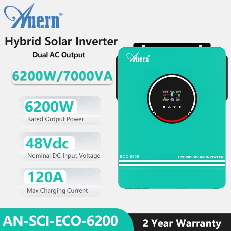 Inversor Solar híbrido fuera de la red, 3600W, 4200W, 6200W, 24V, 48V, 220V, 120A, MPPT Inversores Solares ,Inversor 24v 220v onda pura,regulador mppt solar,solar inverter hybrid 48v 6200w