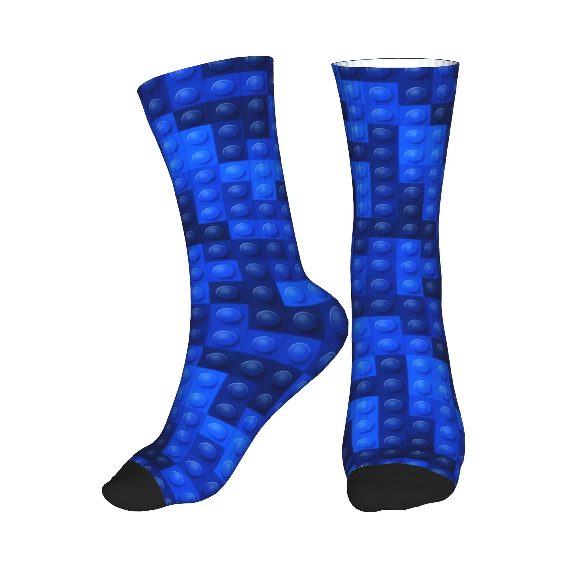 Women Men Socks Blue Gradient Building Blocks Pattern  Stockings Autumn Retro Comfortable Socks Printed Cycling Anti Sweat Socks