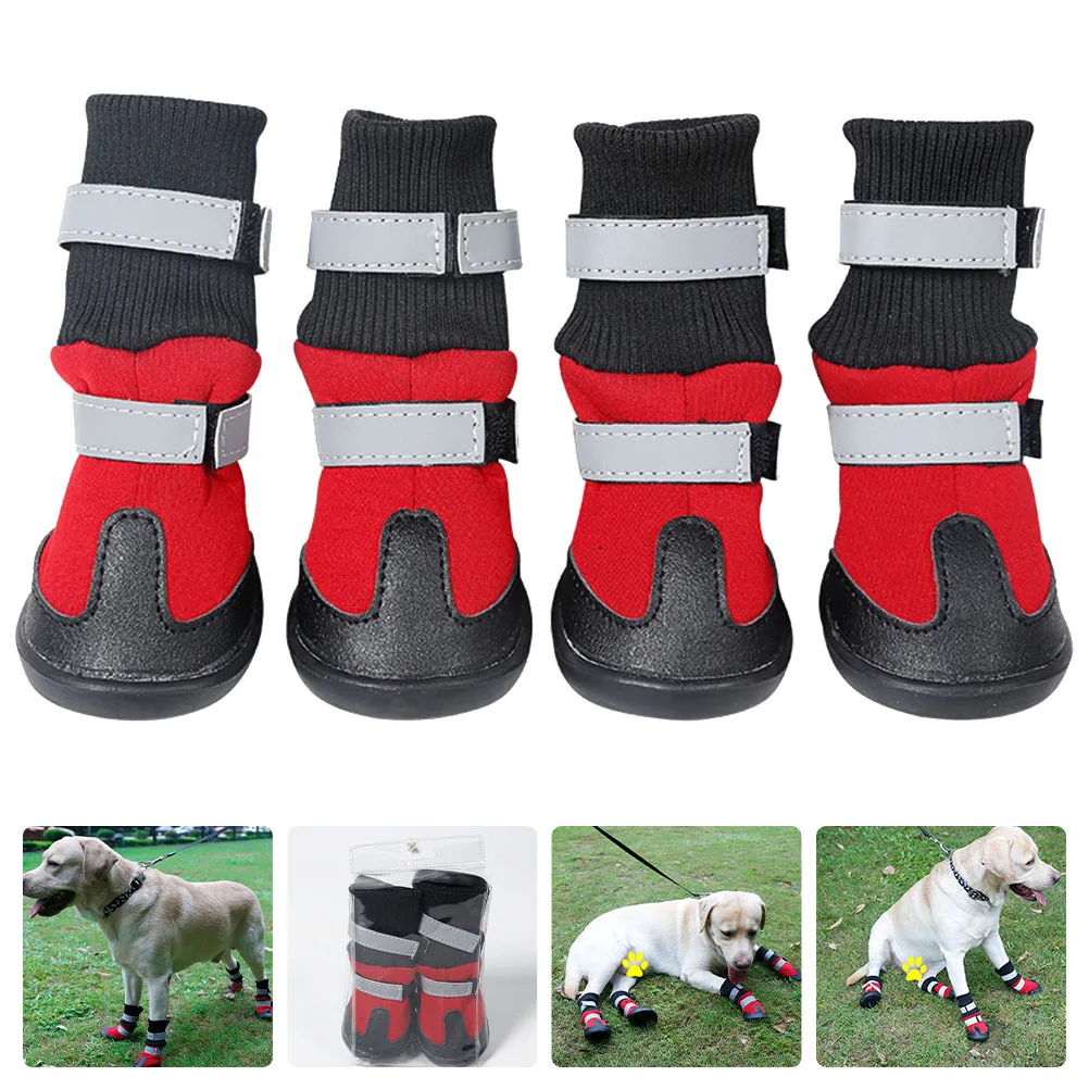 

4 Pcs Small Dog Shoes Boots Outdoor Reflective Booties Waterproof for Snow