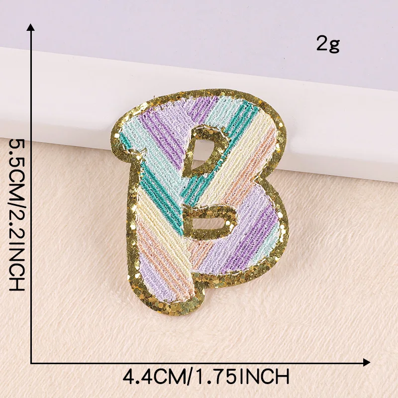 Striped Rainbow Color Letters Embroidered Iron On Patch Applique Diy Name Badge Alphabet Patches For Clothing Bag Accessories