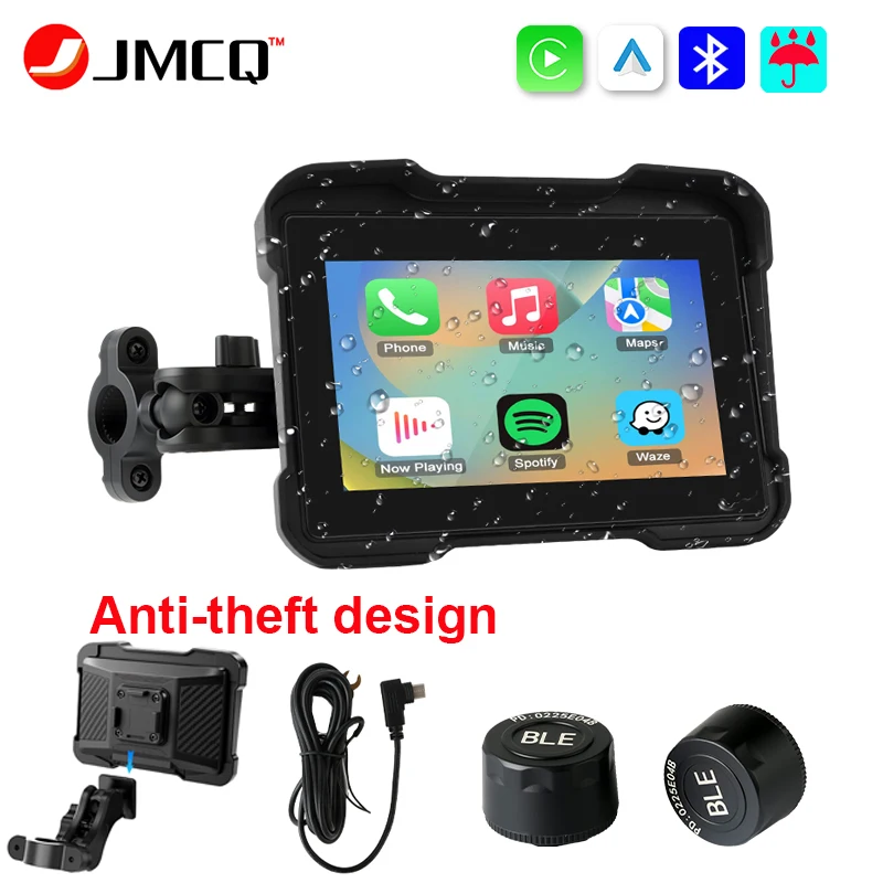 

JMCQ 5.0 inch Wireless CarPlay Moto Android Auto Portable Digital Motorcycle Dashboard GPS Motorcycle Navigation Display Screen