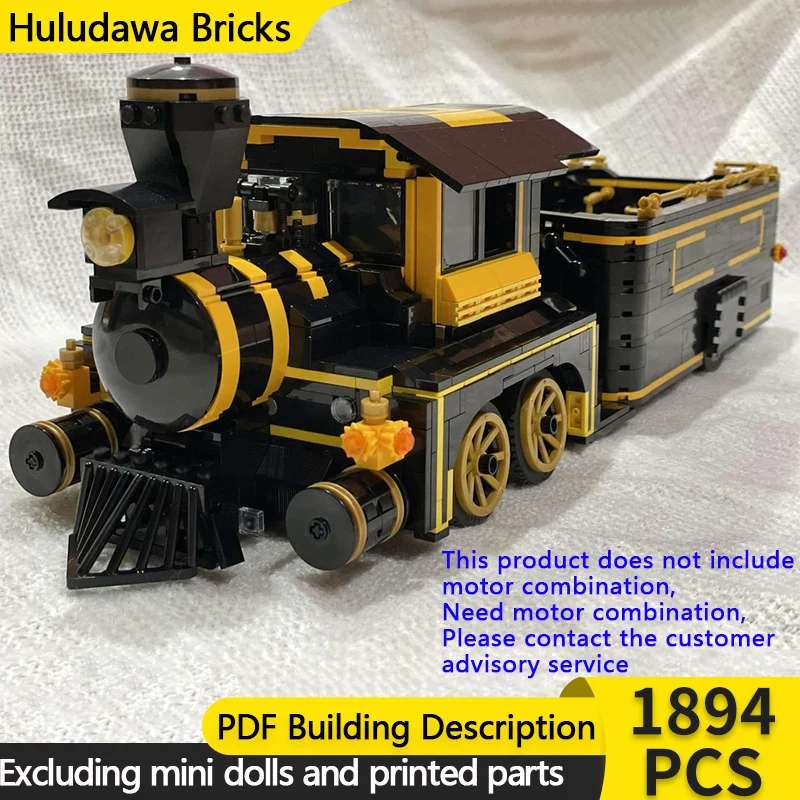 

City Car Model MOC Building Bricks Railway Retro Steam Locomotive Modular Technology Gifts Holiday Assemble Children Toys Suit