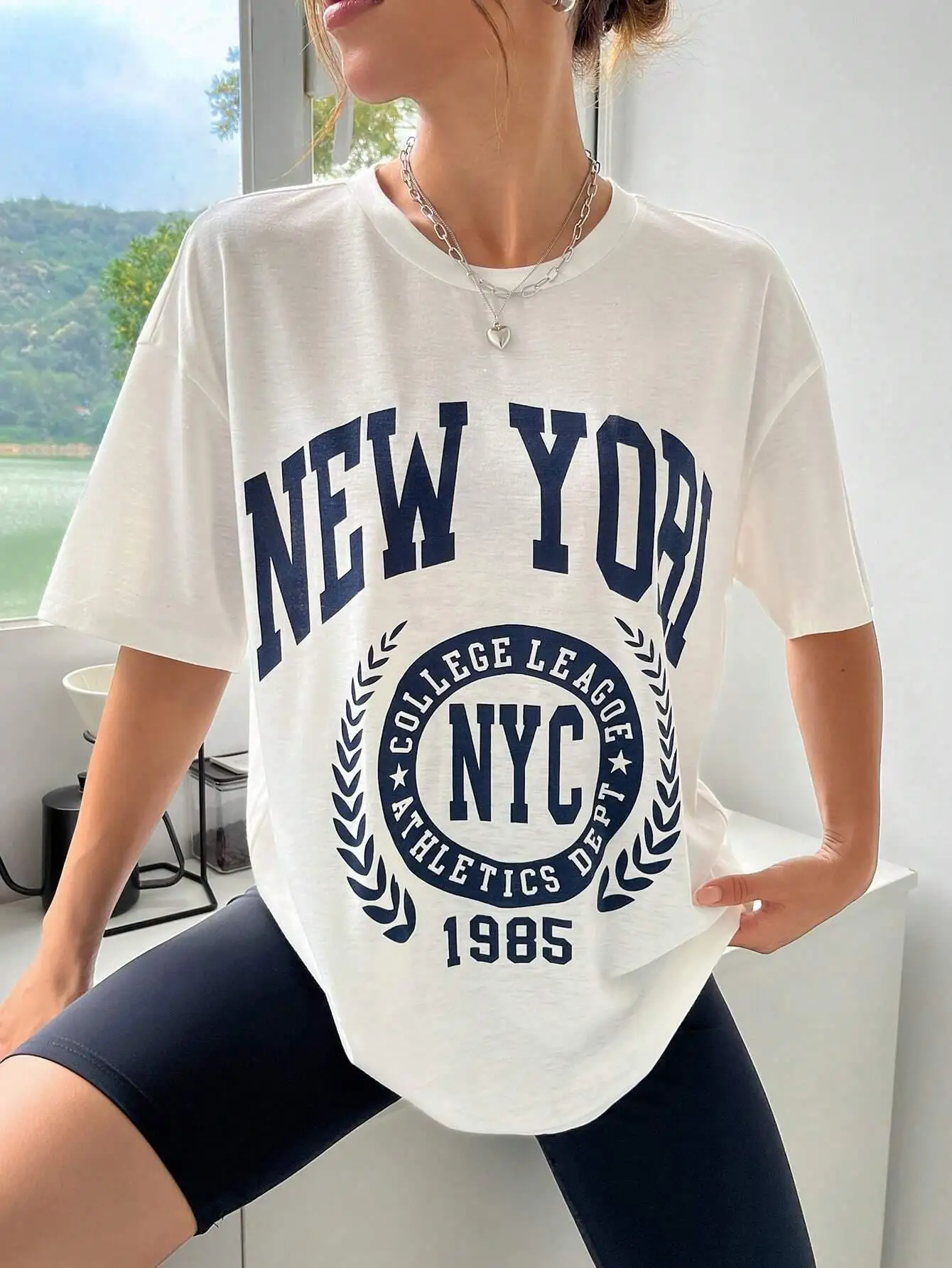 New York 1985 Nycfemale T-Shirt Fashion Casual All Match Tshirt Comfortable Breathable Short Sleeve Summer Loose Clothing