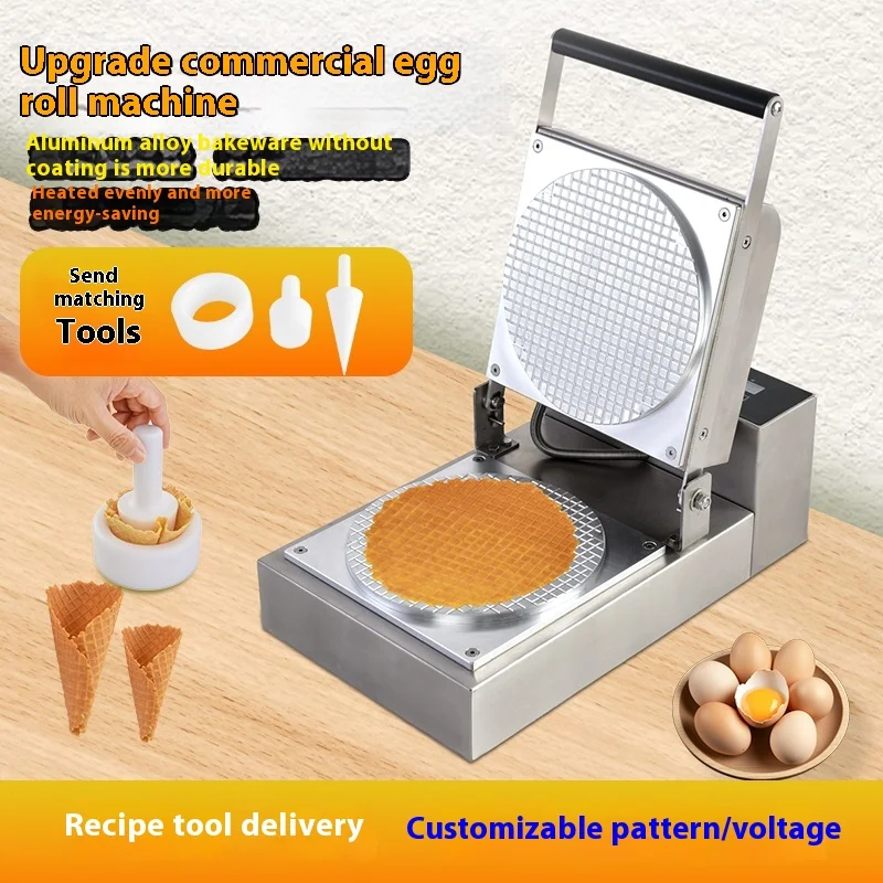 Mesin Pembuat Kulit Es Krim Gulung Elektromekanis Komersial, Buatan Tangan, Renyah, untuk Camilan, Mudah Dioperasikan untuk Hotel