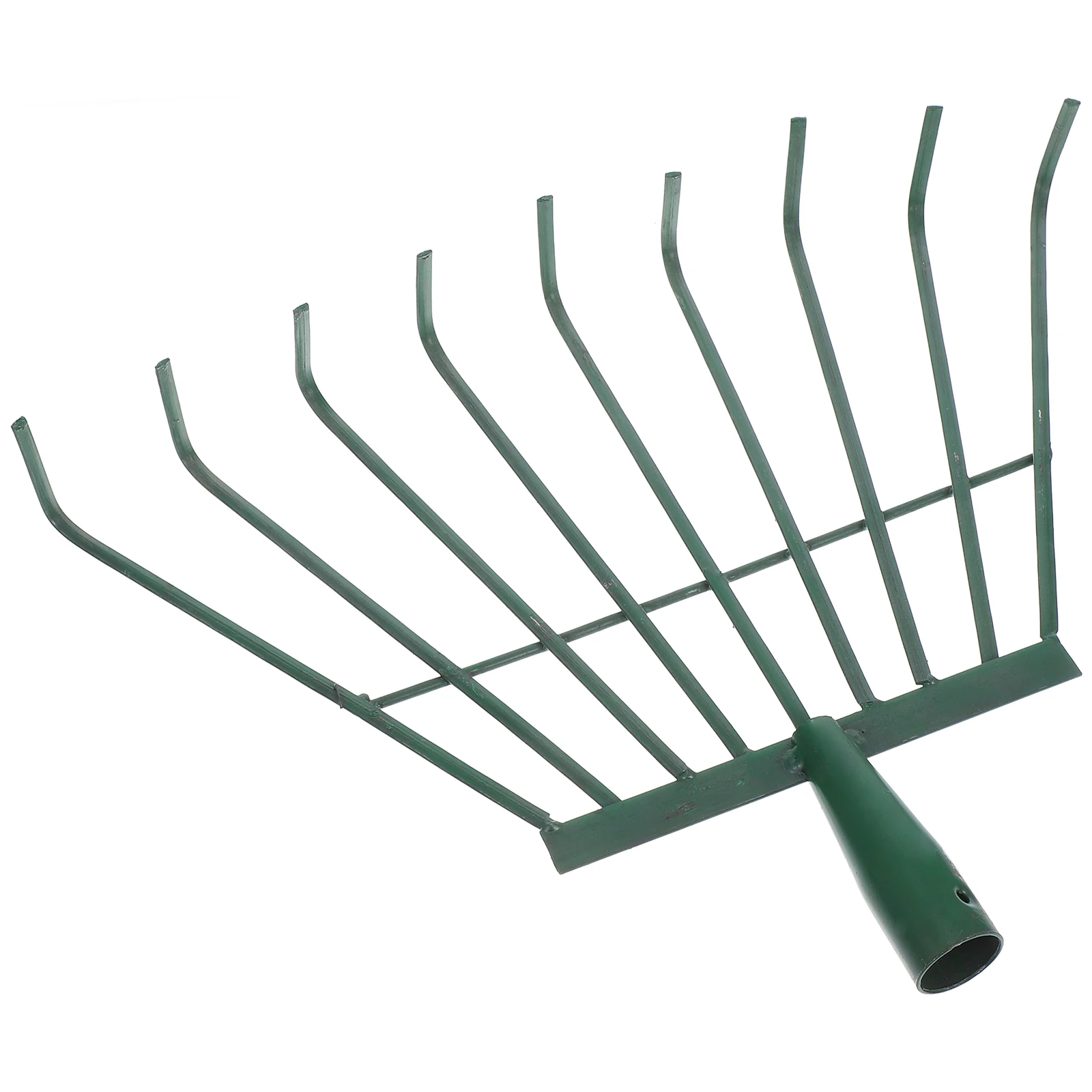 

Green Iron Rake for Garden Leaf Lawn Heavy Duty Large Area Efficient Lightweight Portable Yard Tool Cleaning Debris Soil