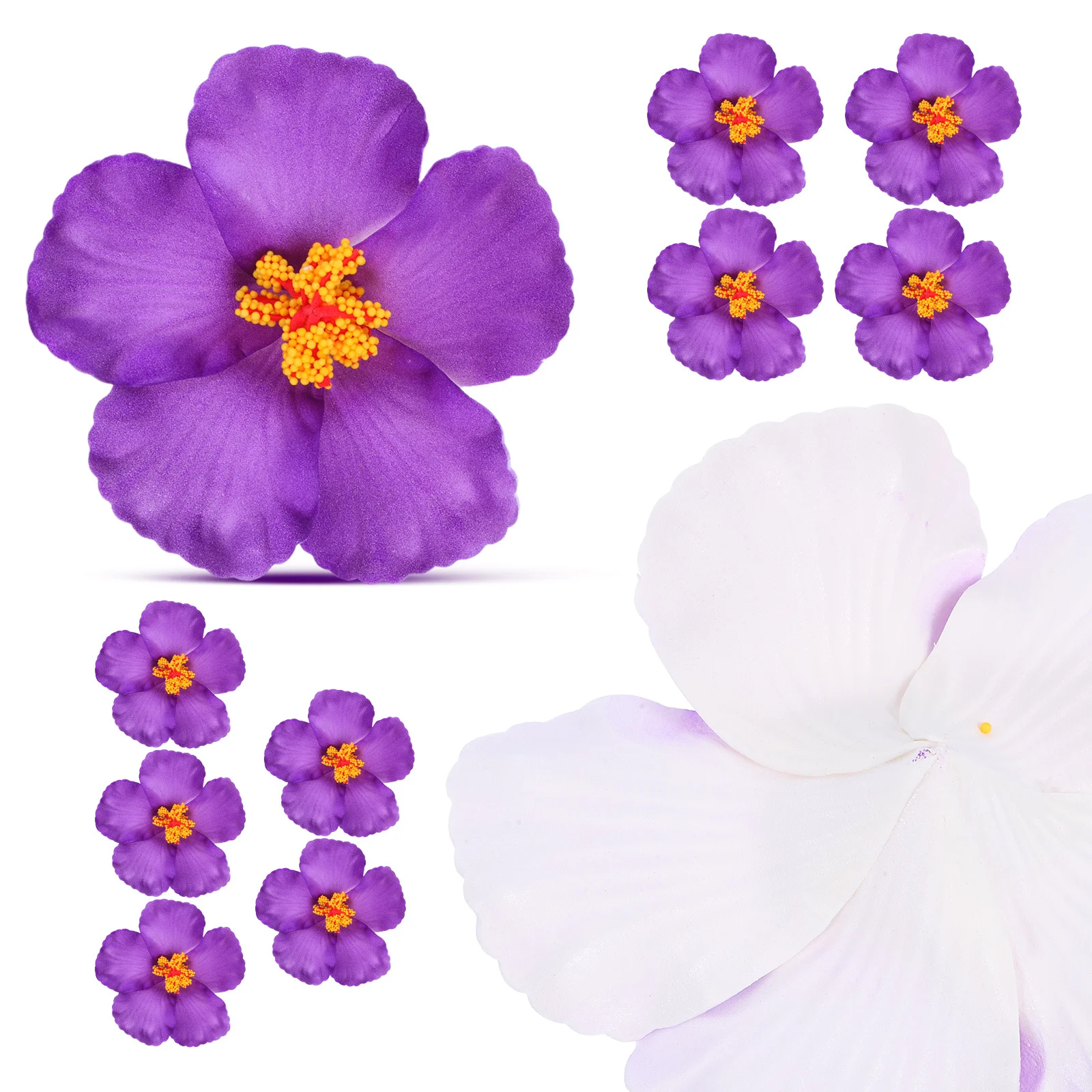 

10Pcs Artificial Hibiscus Flowers Vibrant Colors Long-Lasting Tropical Decoration for Parties Home Decor Hawaiian Style Faux