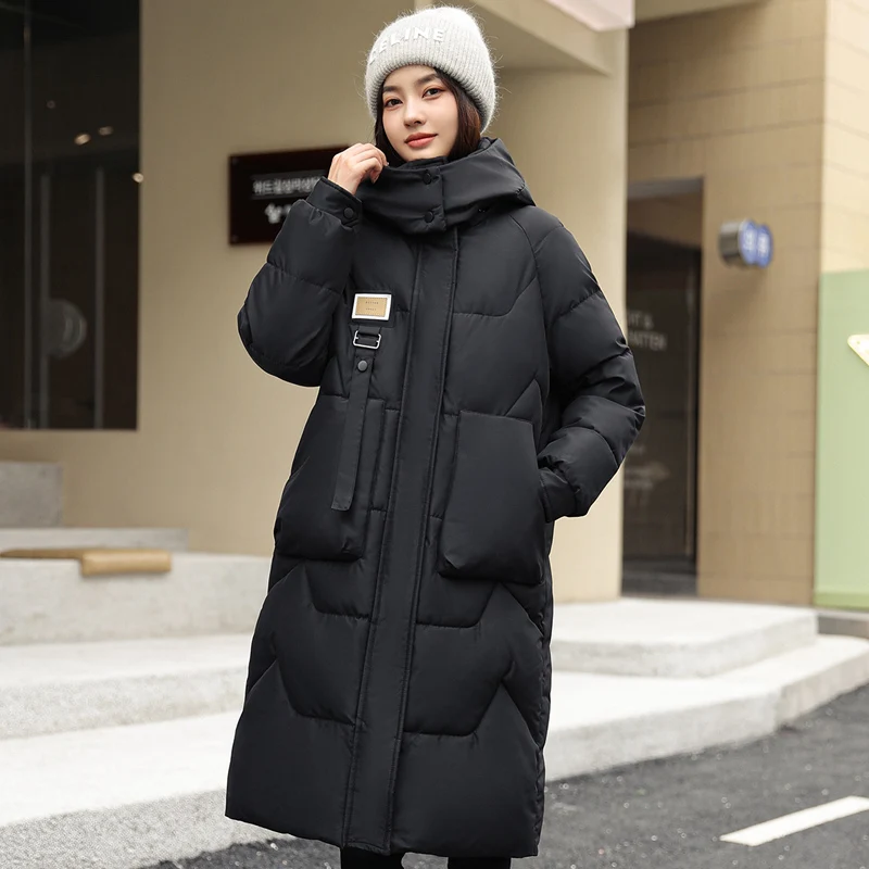 Parka longa e grossa feminina, parkas de inverno feminino, roupa feminina, moda casual, novo, 2023