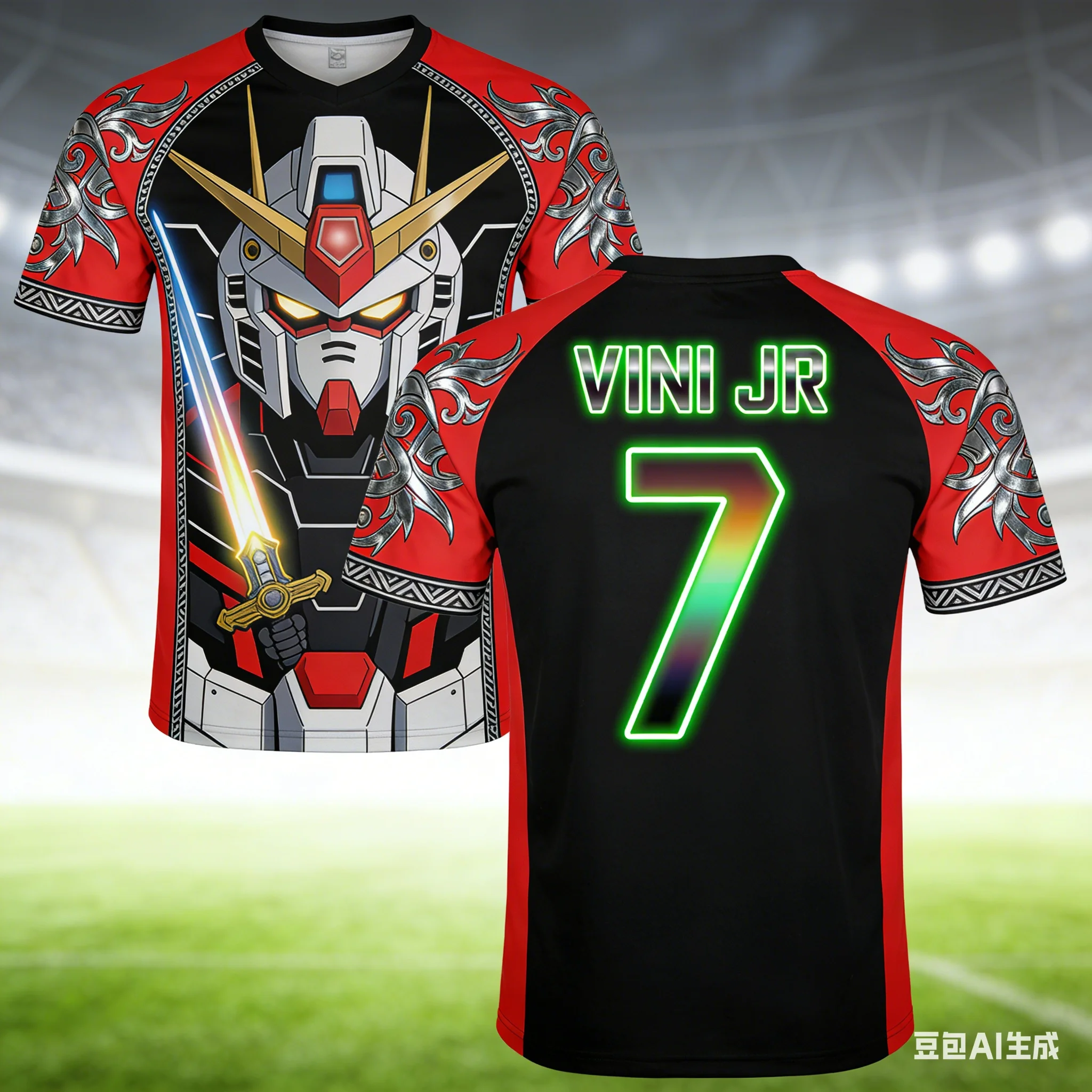 

Gundam Collaboration Soccer Star T-Shirt Anime Print Short-Sleeve Casual Tee Perfect Summer Trendy Essential