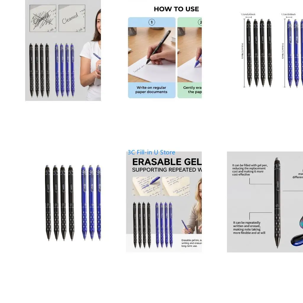 G8TA Erasable Design Gel Pen Quick-Drying Rewritable 0.5mm Fine Point Neutral Pen Straight Liquid Gel Pen for Writing