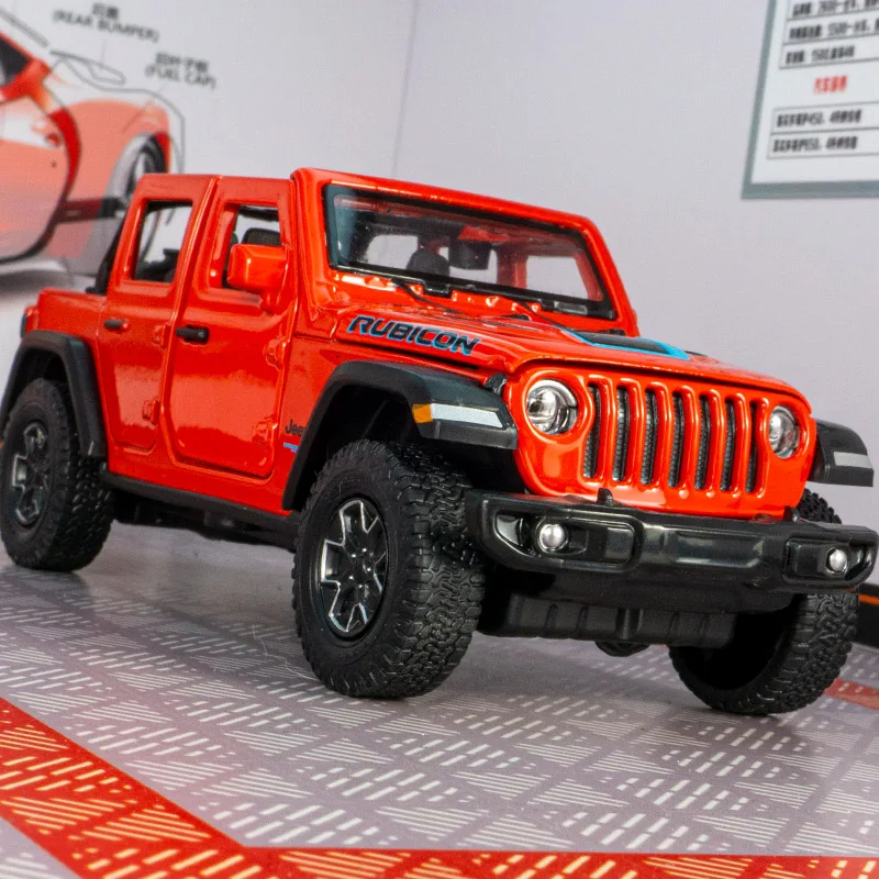 rastar 1:32 Jeep Wrangler Rubicon 4xe Convertible Jeep Alloy Car Model children's toy car with sound and lighting functions