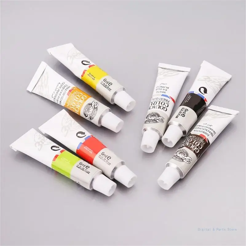 

M17F 12 Colors Gouache Paint Tubes Set 6ml Draw Painting Pigment Painting With Brush