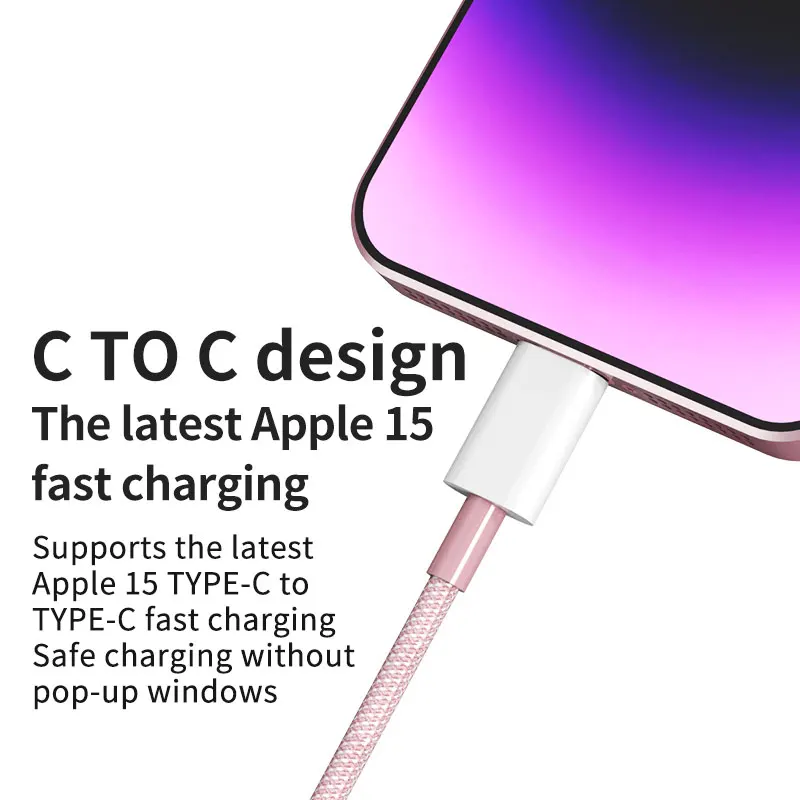 Micflip 1m braided cable type C to type C for iphone 16/15 60W fast charging data cable for iphone 16/15