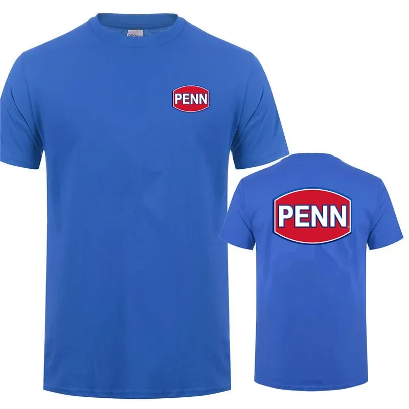 Penn Reels T-Shirt Cotton Men's Summer Fish Lover T-Shirt Fun T-Shirt Men's Penn Fishing Scrolls T-Shirt High Quality Crew Neck