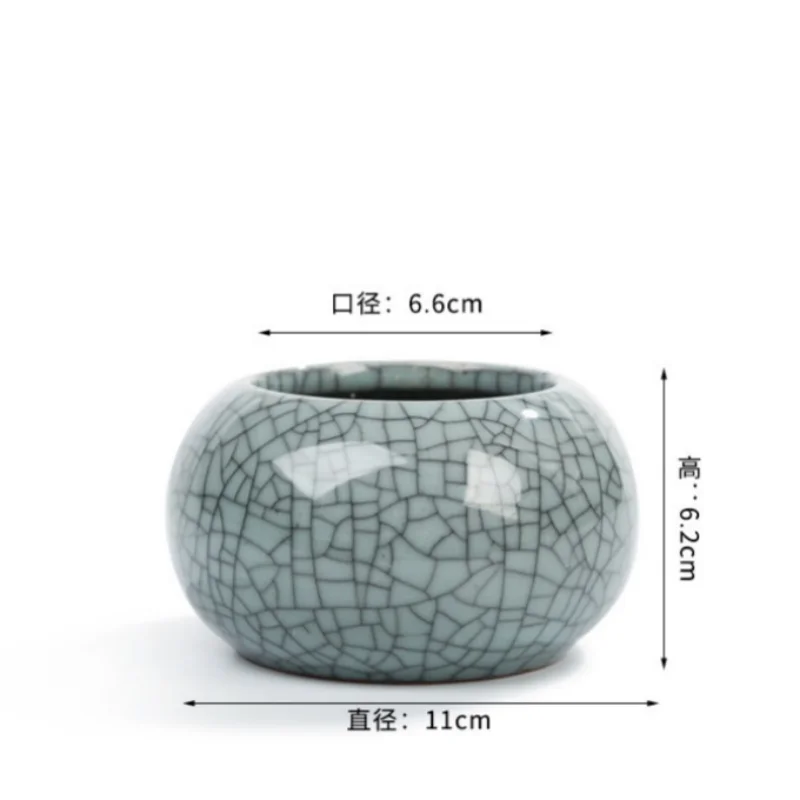 11cm Ceramic Flowerpot Ice-cracked Bowl Lotus Planter Mini Vase Glazed Bonsai Planting Pennywort Thou