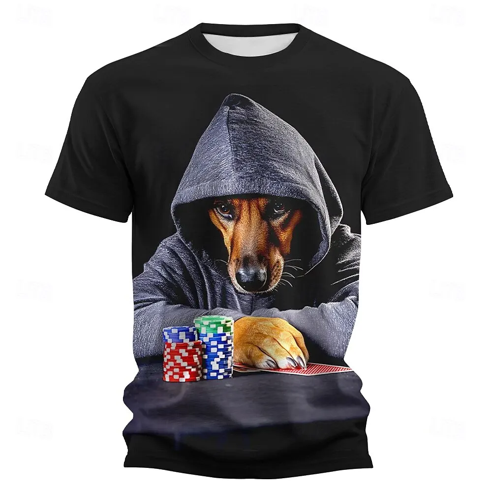 

Cute Dog Pattern Men's T-Shirt 3D Print Creative Design Funny Animal Short Sleeve Tees Summer Loose Breathable Quick Dry Clothes