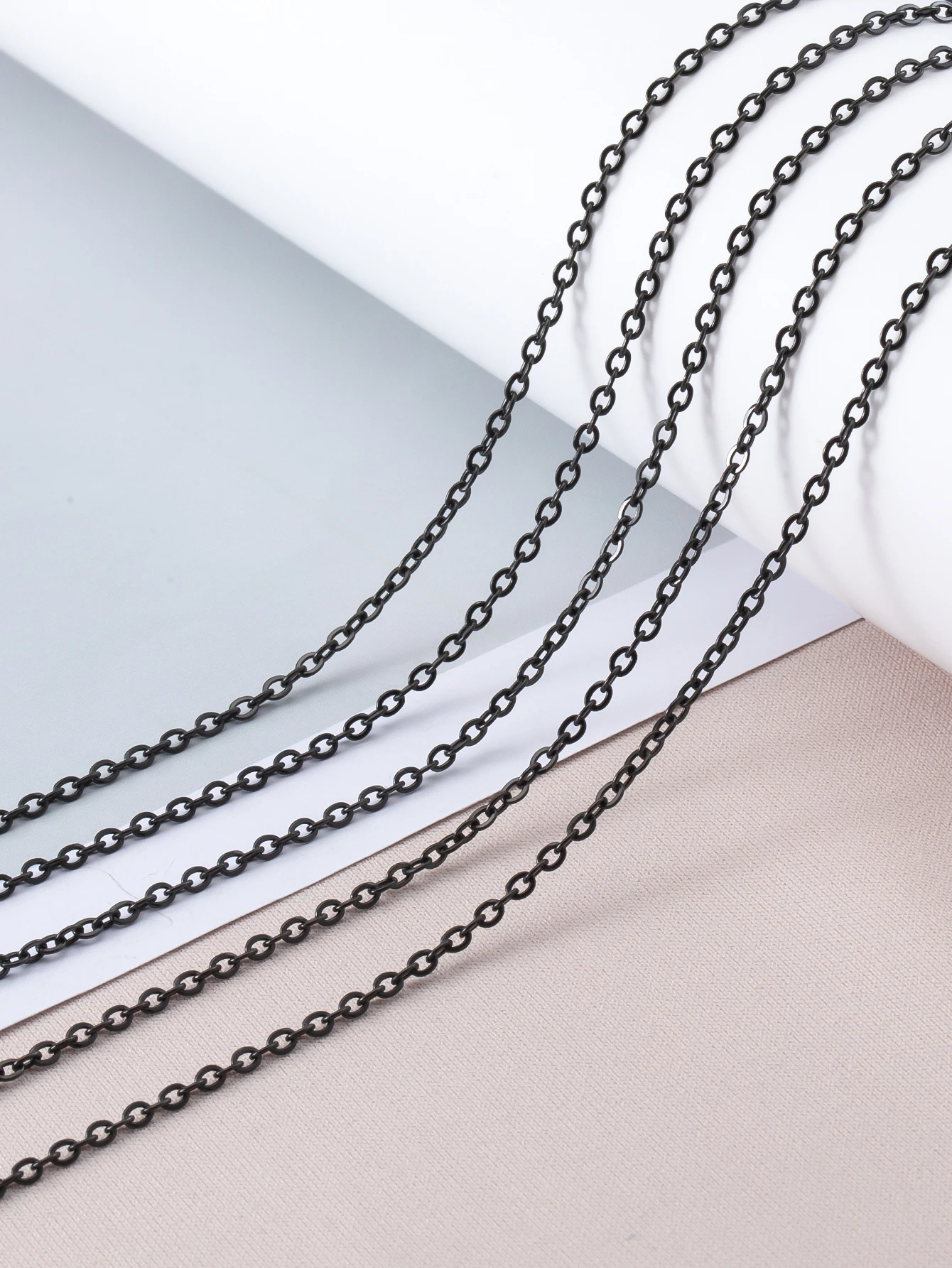 2Meters Stainless Steel Black Chain Flat O Shape Jewelry Chains for DIY Jewelry Making Necklace Bracelet Basic Accessories