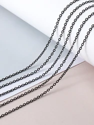 2Meters Stainless Steel Black Chain Flat O Shape Jewelry Chains for DIY Jewelry Making Necklace Bracelet Basic Accessories