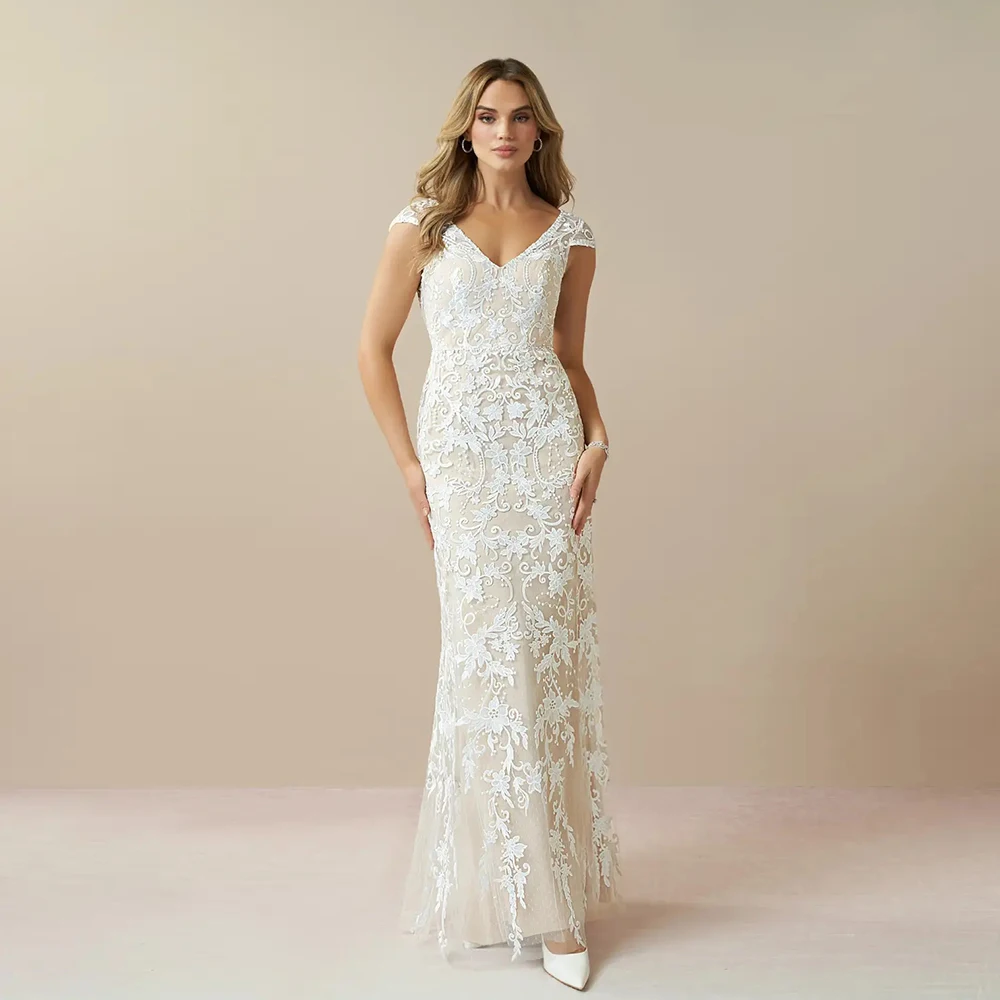 

Modern Sheath Wedding Dresses for Women Off Shoulder Sleeveless Bridal Gowns with Lace New 2024 Summer New Vestido De Novia