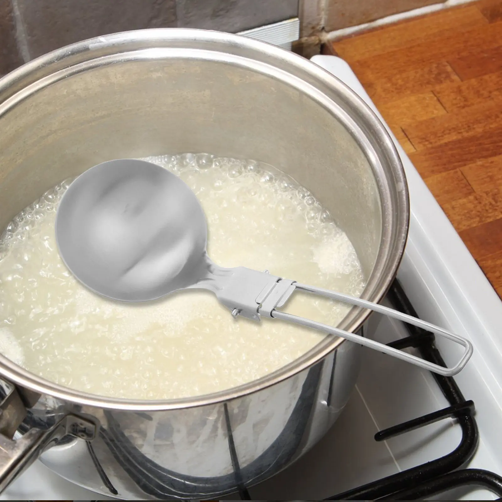 

2Pcs Stainless Steel Folding Outdoor Camp Spoon Portable Hot Pot Ladle Soup Spoon Cooking Utensil for Camping Foldable Scoop