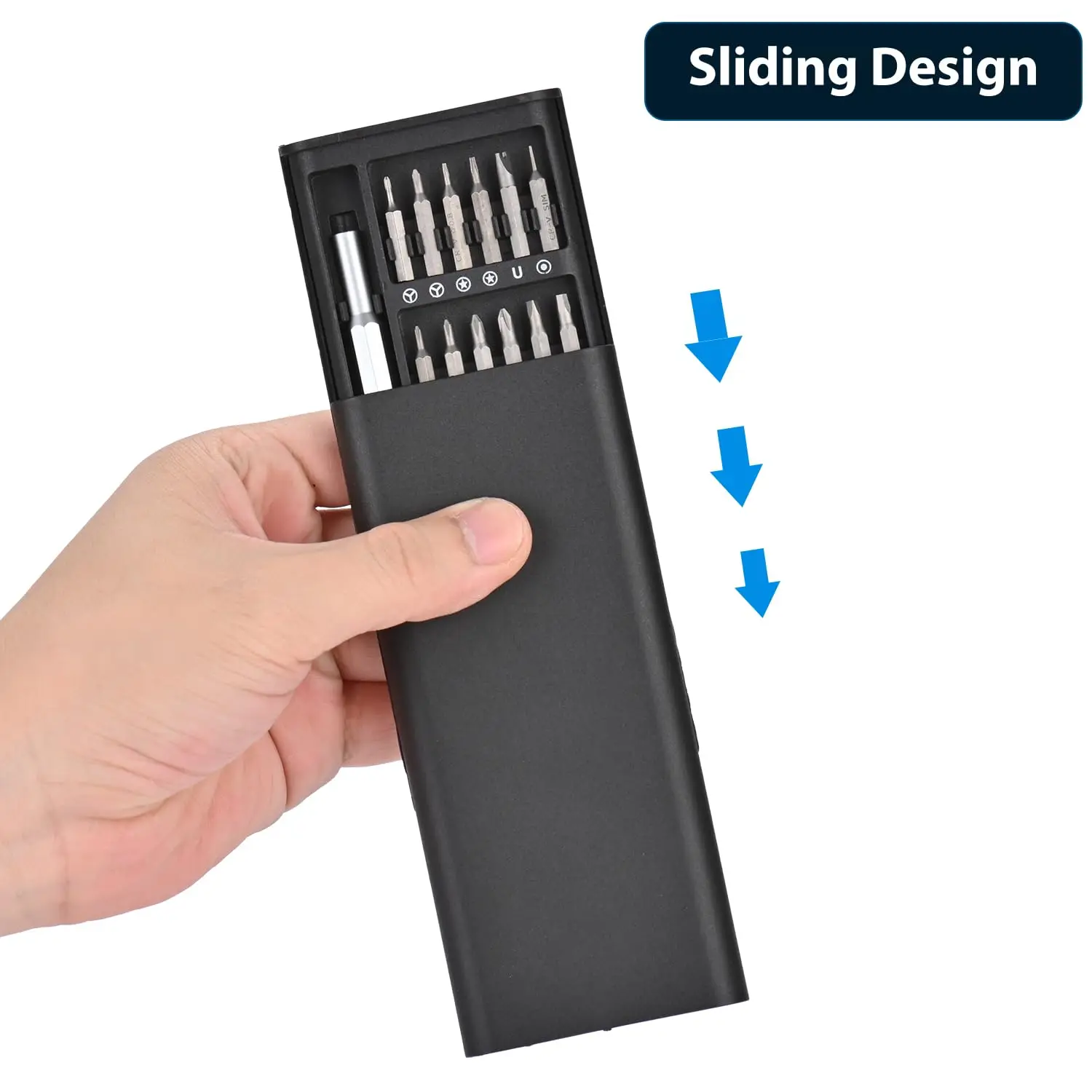 مجموعة مفكات براغي دقيقة 25 في 1 - لقم T5/T6/T8 مغناطيسية، مقبض ألومنيوم غير قابل للانزلاق، حافظة ABS لجهاز MacBook/PS5/iPhone/Electroni
