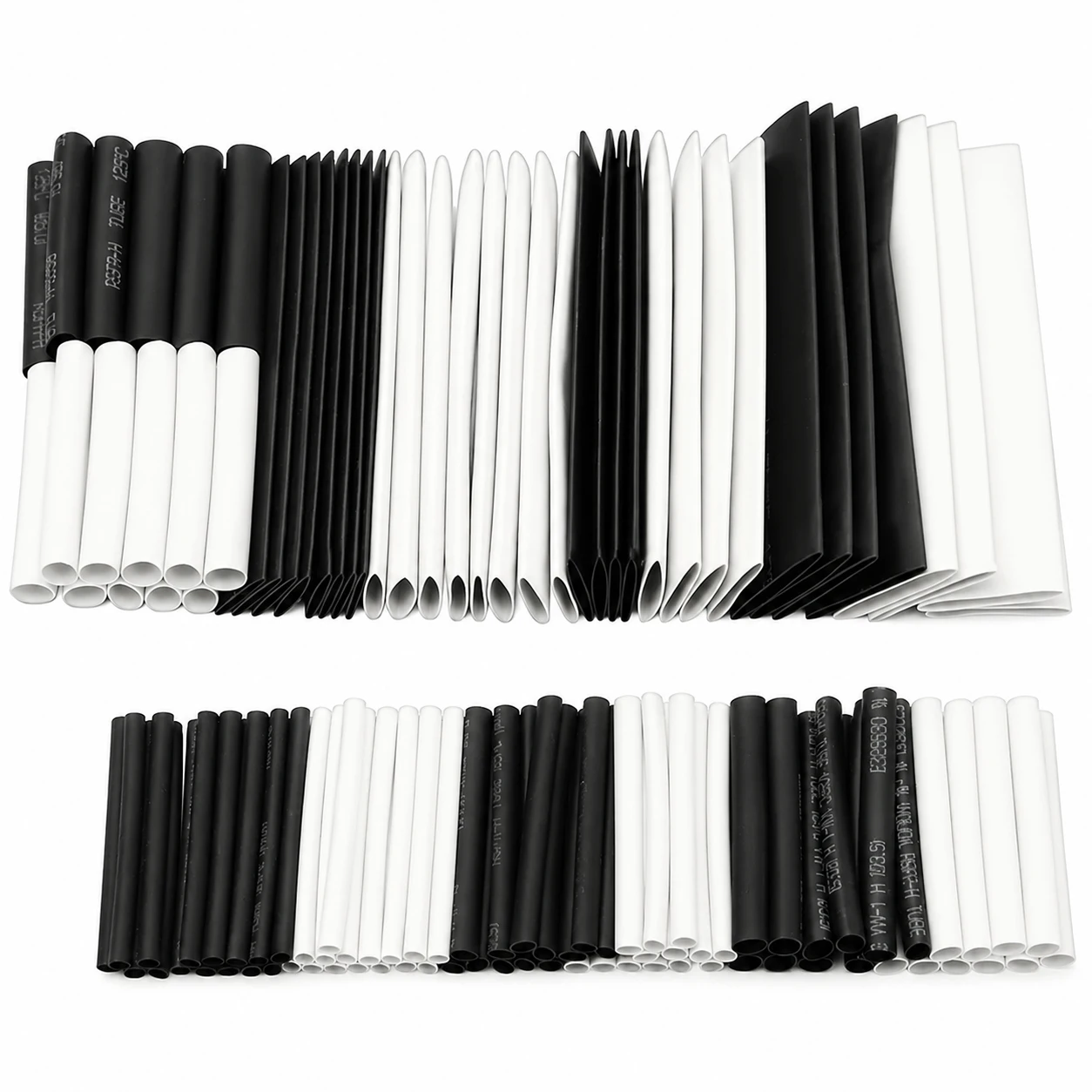 127pcs black white heat shrinkable tube 3 1 scale car cable sleeving winding kit, data cable, cable sleeving