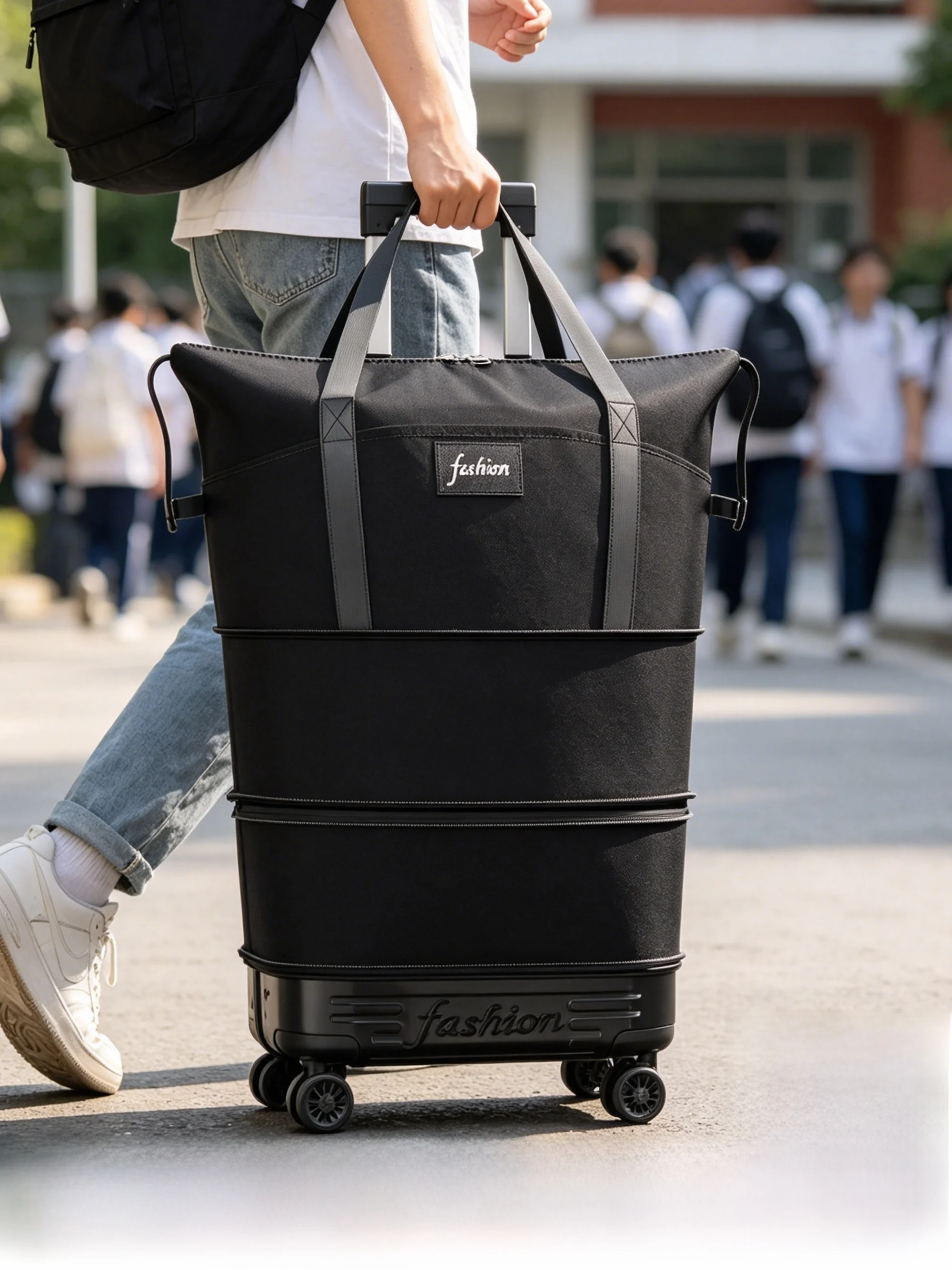 ニューオックスフォードクロス学生用荷物入れ-スタッカブル拡張可能-機内持ち込み-短期旅行収納バッグ-ソフトハンドル-カジュアルスタイル-abs-pc素材