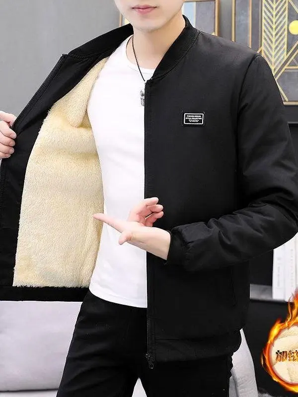 

Мужское джато на подкладке Thiened Fce, осенне-зимнее новое облегающее бейсбольное пальто, повседневное свободное универсальное пальто Four Seasons