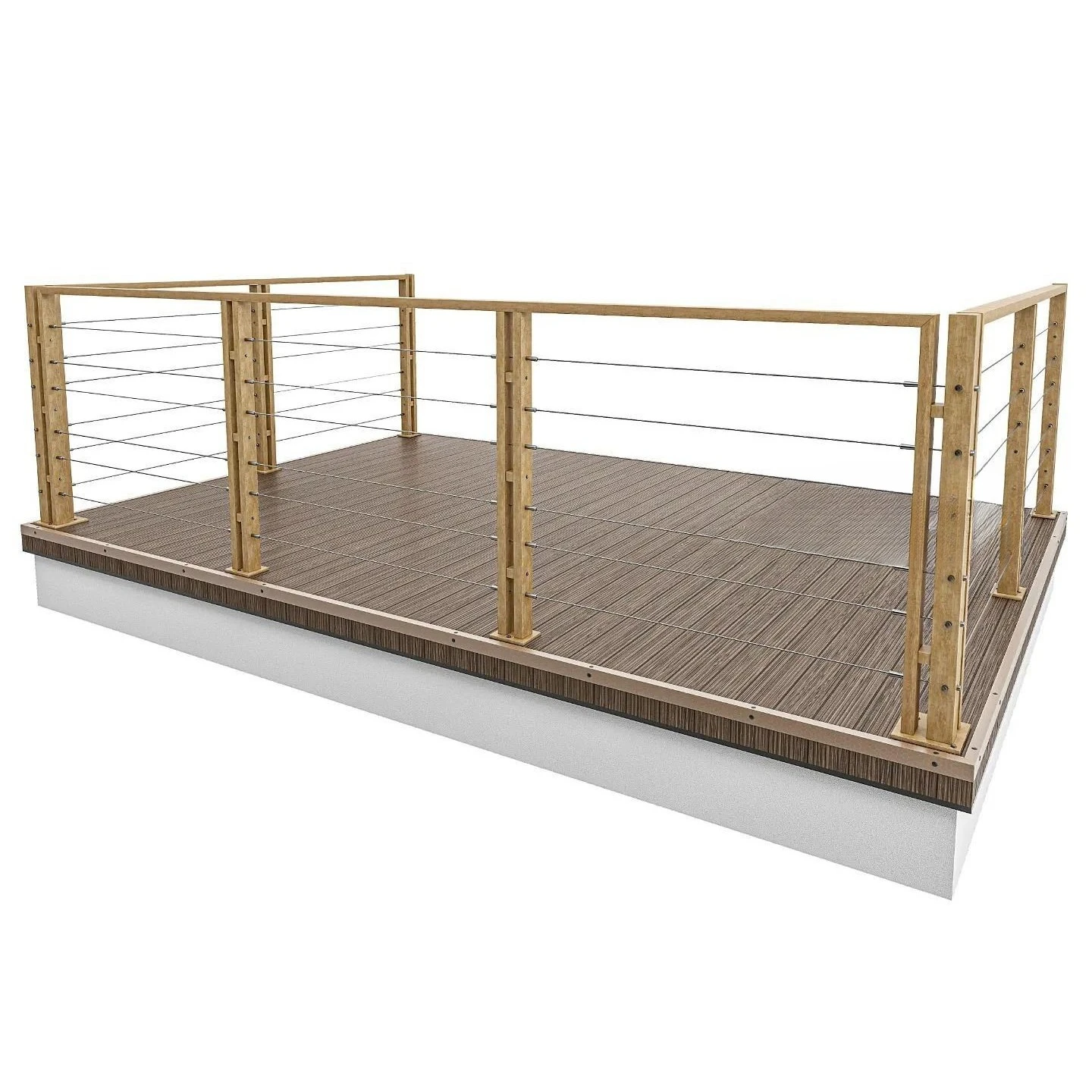Visible Mono Stringer Wooden Steps Floating Stairs Cable Railings Floating Stairs with Light Emitting Diodes
