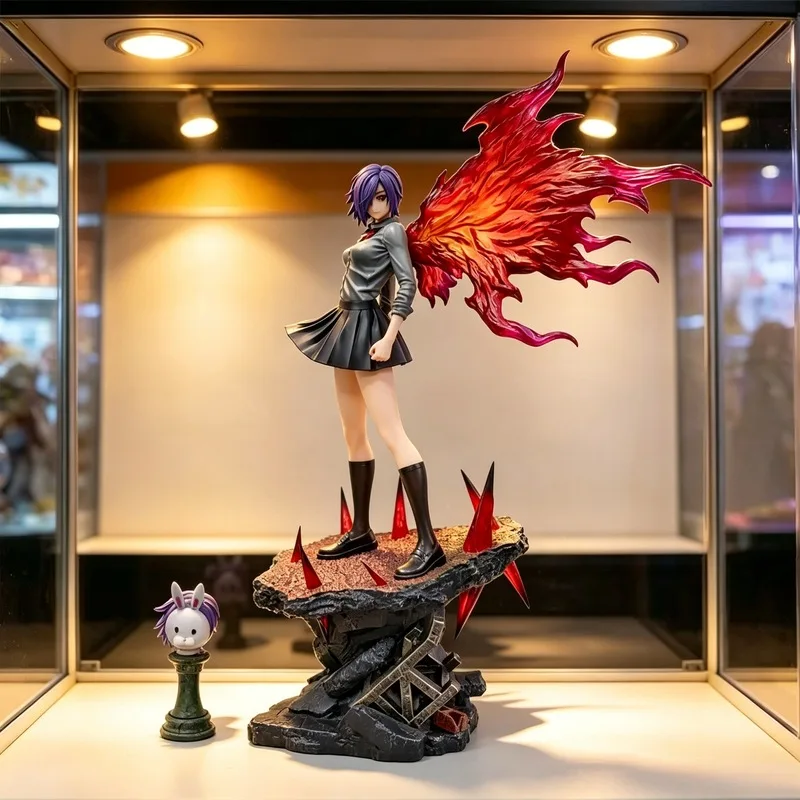 Figura de Anime Tokyo Ghoul, Kirishima Touka, Conejo Blanco, Tallado de Doble Cabeza, Modelo Kagune, Decoración de Escritorio para Coleccionistas Adultos