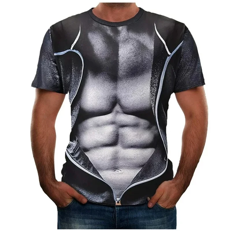 Muscle Graphic Men\'s Funny T-shirt Summer O-neck Casual Tee Shirts For Male Daily Short Sleeve Tops Oversized Men Clothing Tees