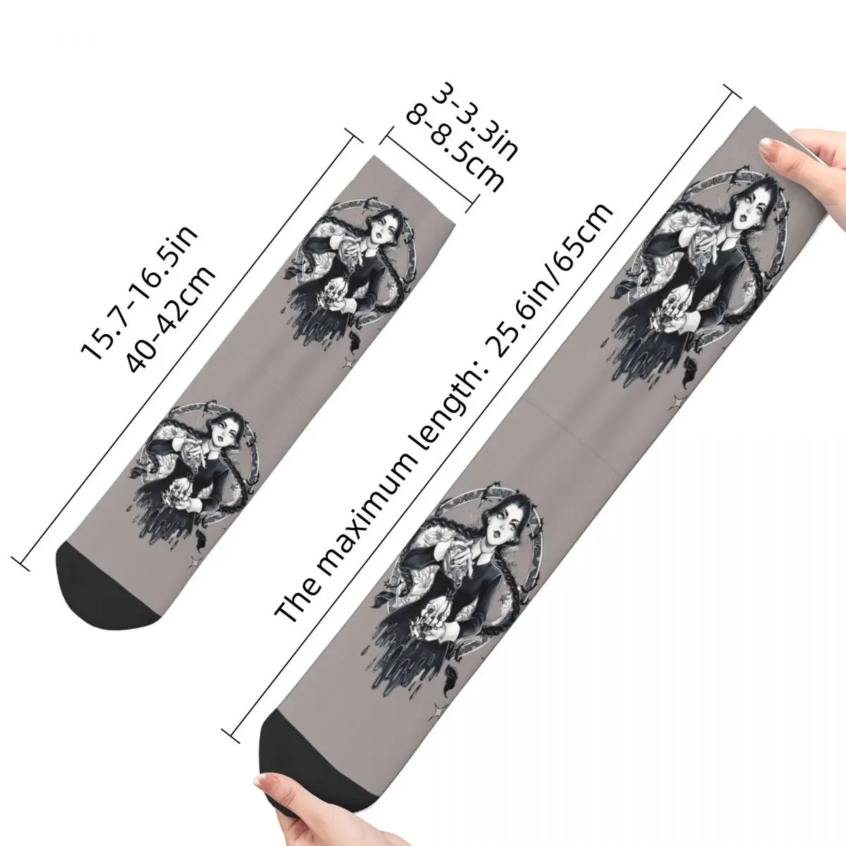 Vintage Window Men's Socks Wednesday TV Series Unisex Hip Hop Pattern Printed Crazy Crew Sock Gift