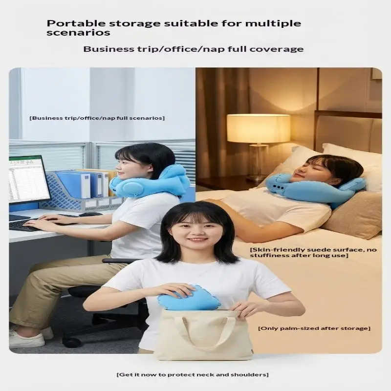 Hot Sale Portable Crown Inflatable U Neck Pillow Anti Tilt Headrest Soft Travel Sleeping Cushion For Driving Business Trip